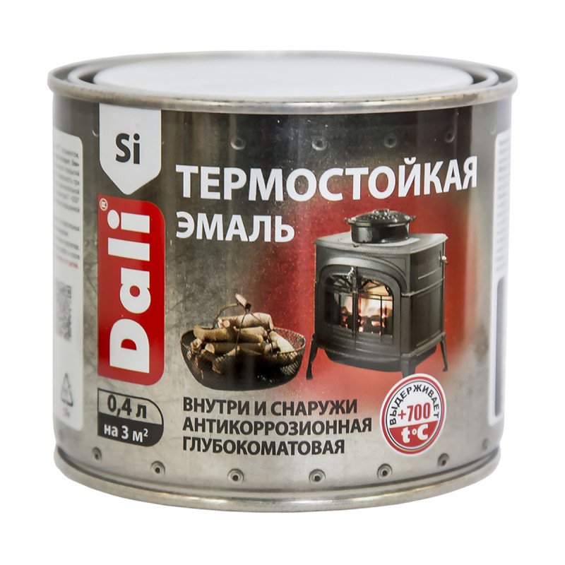 Краска термостойкая Dali глубокоматовая, серебро 0,4 кг