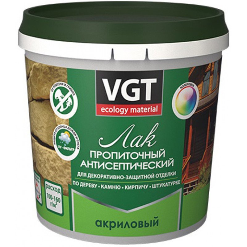 Лак акриловый пропиточный с антисептиком VGT ореховое дерево 0,9 кг 