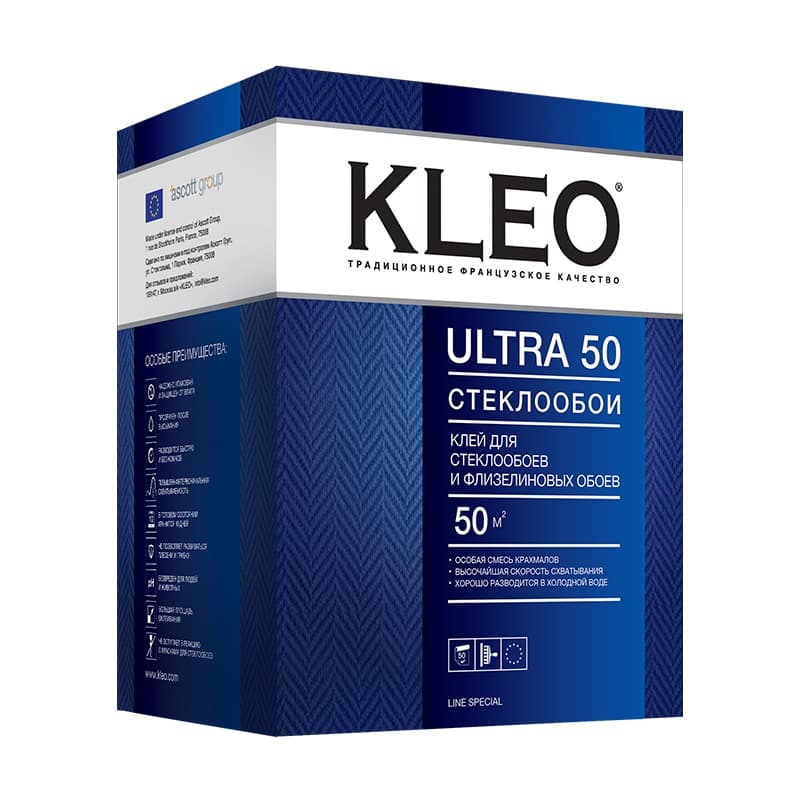 Клей обойный KLEO ULTRA 50 для стеклообоев и флизелиновых обоев 500 г